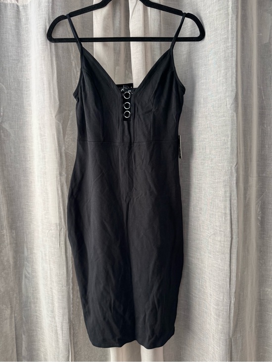 Express Dresses & Skirts - Express Black Spaghetti-Strap Mini Dress with Ring Front Detail